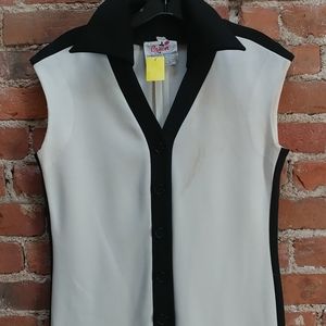 Vintage Caron White and Black Jumpsuit